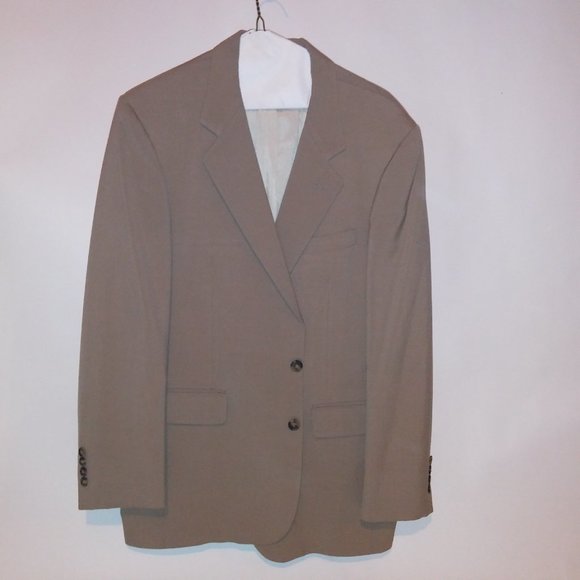 Vintage Dayton Hudson Suit Mens 2 Piece‎ Beige Solid 2 Button Front Long Sleeve - Picture 3 of 16